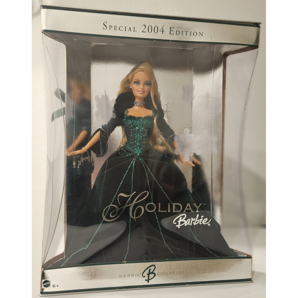 2004 Holiday Barbie Doll Special Edition Green Dress Blonde Hair New In Box